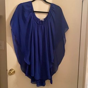 Royal blue tank with chiffon overlay